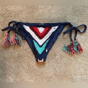 Aerie Crochet Swim Bottom - XS/S - Blue, Red, White